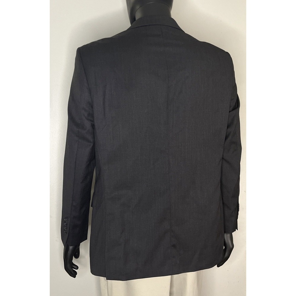 Uomo Suit Jacket Blazer Mens 42R Charcoal Black 100% Pure Wool Classic Fit - Picture 6 of 6